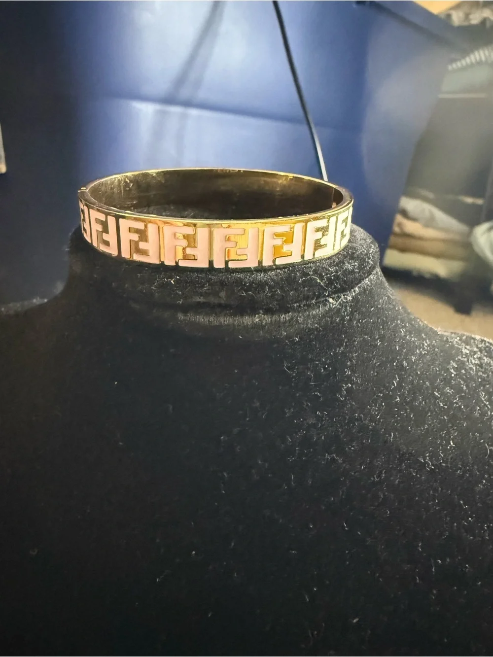 Gold and Pink Logo-Pattern Bangle Bracelet - Men Accessories